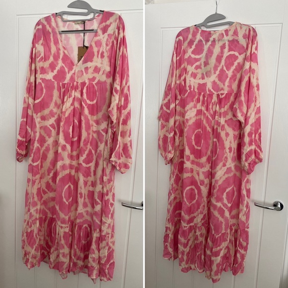 ✖️SOLD✖️ NWT Tiered Midi Dress in Pink Summer Beach Resort Pool - Picture 3 of 3